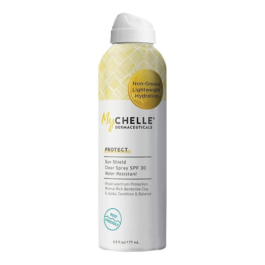 MyChelle Dermaceuticals Sun Shield Clear Spray SPF 30 (6 Fl Oz) - Liquid Zinc Sunscreen Spray with Bentonite Clay and Jojoba - Balances Oil Levels and Conditions Skin - Water Resistant for 80 Minutes-BrightBean Baby