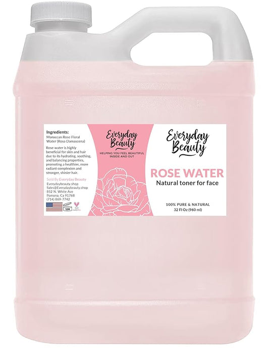 Rose Water Facial Toner - 32oz Bulk Alcohol-Free Vegan All Natural Refreshing for Face and Hair - Uplifts, Calming & Soothing for All Skin Types-BrightBean Baby