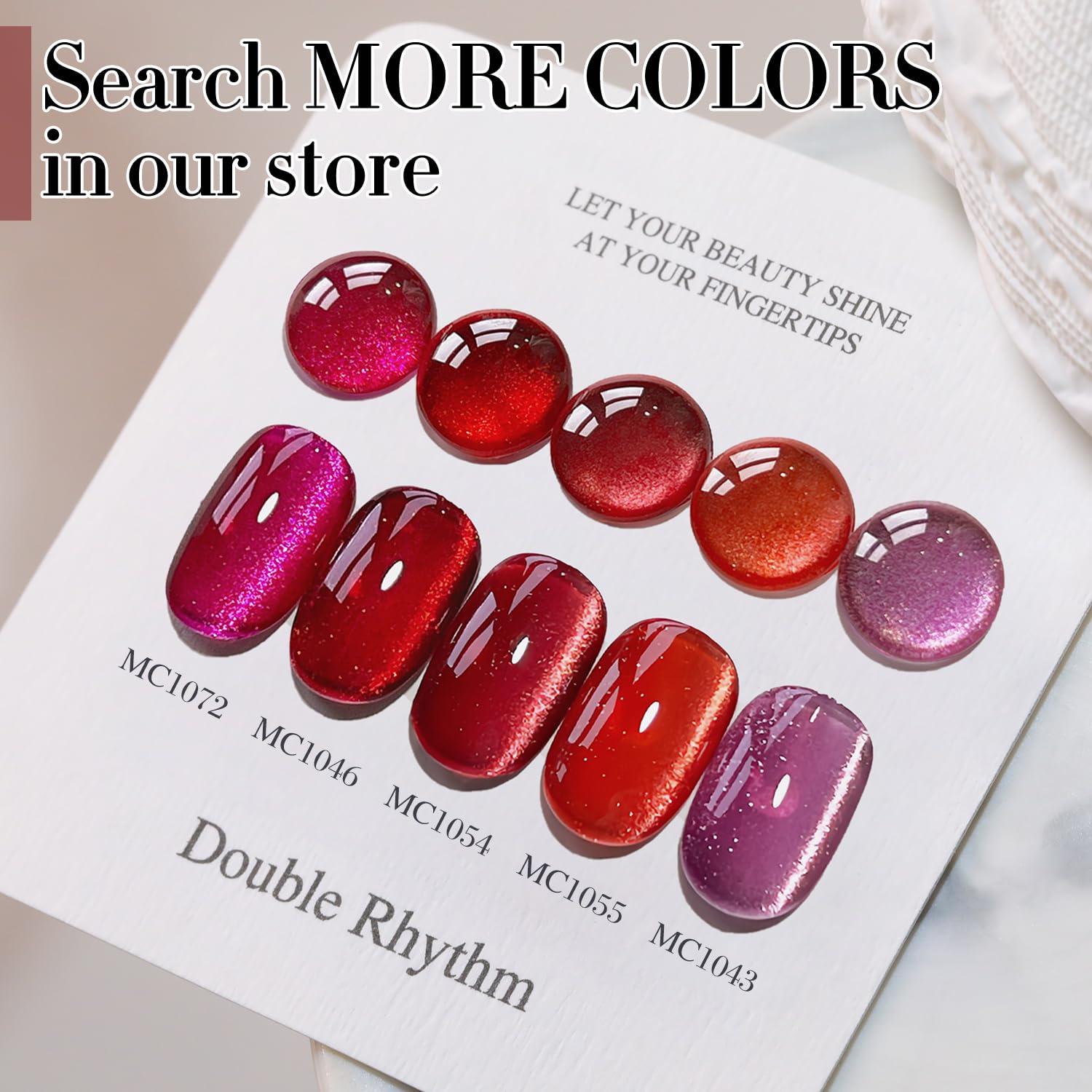 Double Rhythm Jelly Glass Cat Eye Gel Polish with Magnet 15ML Holographic Glitter Shimmer Translucent Sheer Color Magnetic Nail Polish Salon DIY at Home (Dark Red-MC1054)-BrightBean Baby