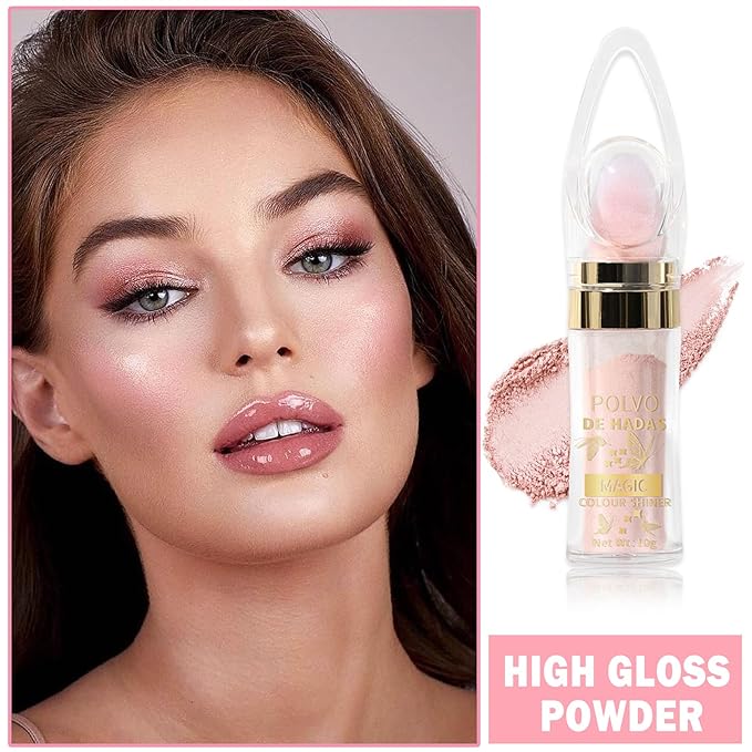Polvo De Hadas Highlighter Glitter Stick Body Glitter Shimmer Face Brightening Highlighter Contour Powder Makeup Stick Face Blusher Fairy Glitter Highlighter Makeup - 02#Fairy Pink-BrightBean Baby