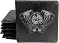 Power & Protection: V-Twin Engine Coasters for Your Ride - Square Slate - Set of 8