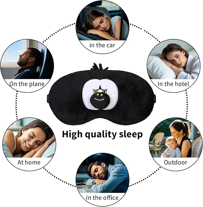 PERFECTSIGHT Sleep Eye Masks, Cute Plush Sleep Eye Cover Lightweight Adjustable Eyeshade Faux Fur Mask Cover for Women Men Sleep Travel Nap, Orang-BrightBean Baby