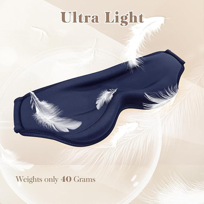 3D Cooling Eye Mask Sleep Mask for Men & Women, 100% Pressure-Free & Light Block-Out Eye Mask for Sleep with Easy Adjustable Strap, Night Eye Cover for Travel, Blue-BrightBean Baby