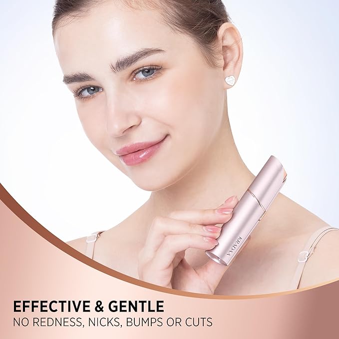 Facial Hair Removal for Women - Painless Facial Hair Remover - Electric Hair Removal Device for Face Lips Peach Fuzz with Light (Rose Gold)-BrightBean Baby
