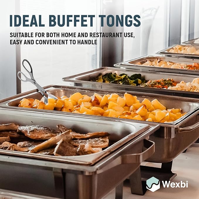 Salad Tongs 10-Inch – Heavy Duty Stainless Steel Serving Tongs for Salad, BBQ, Buffet, Kitchen & Party Use