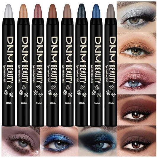 Kaely 8Pcs Cream Eye Shadow Sticks Set, Matte Shimmer Eyeliner Pencil Eyeshadow Palette Makeup, Eye Highlighter Brightener Stick for Older Women Waterproof Pigmented, sombras para ojos 07-BrightBean Baby