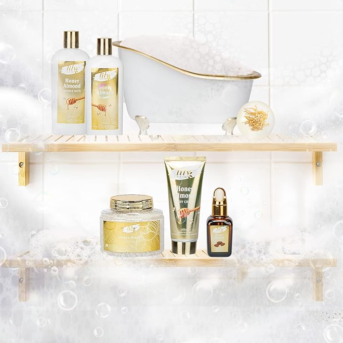 Mothers Day Gifts for Mom - 7-Piece Honey Almond Spa Gift Set for Women, Bath & Body Gift Set, Bath Collection with Bath Bomb & More | Christmas, Birthday Gifts for Her, All Occasion Holiday Present-BrightBean Baby