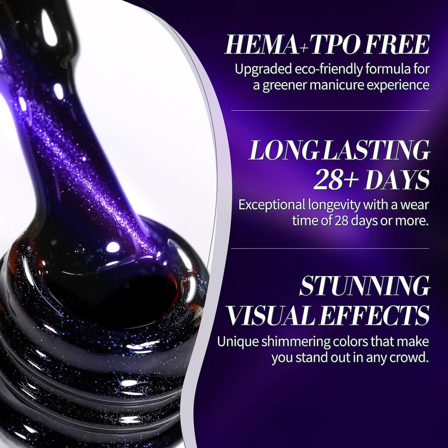 Born Pretty Dark Purple Cat Magnetic Eye Gel, Hema&TPO Free Glitter Cat Magnetic Gel Polish,Fall Winter Magnetic Nail Polish for Nail Art Manicure Salon DIY at Home 15ML-BrightBean Baby