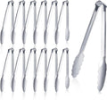 12 Pieces Buffet Tongs 7'' Serving Tongs Heavy Duty Stainless steel Kitchen and BBQ Utility Tong (Silver, 7inch)