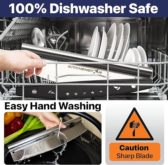 KitchenStar 14-Inch Pizza Cutter Rocker Blade - Sharp Stainless Steel Slicer Knife, Protective Cover, Dishwasher Safe, Large - Professional Pizza Oven Accessories