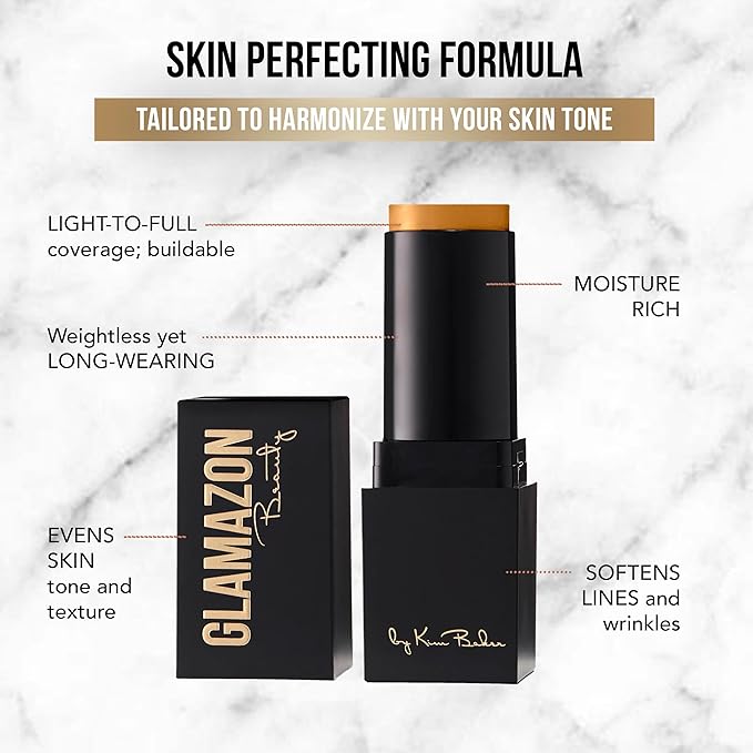 Glamazon Second to None Foundation Stick, Sunkissed Honey, Light-to-Full Coverage, Weightless Makeup With a Glowy Natural Finish-BrightBean Baby