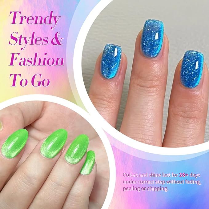 Born Pretty Cat Magnetic Eye Gel Nail Polish Spring Summer Neon Shimmer Glitter Holographic Cat Magnetic Eye Gel Crystal Glass Cat Magnetic Gel Polish Nail Art Manicure DIY at Home 6PCS-BrightBean Baby