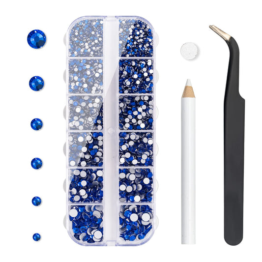 Flatback Crystal Rhinestones, 3792 Pieces Round Nail Gems Non Hot-fix Rhinestone SS6-SS20 Mixed Sizes Nail Art Rhinestones for Acrylic Nails, Crafts, Makeup, Clothes, Shoes, DIY Decorations-BrightBean Baby