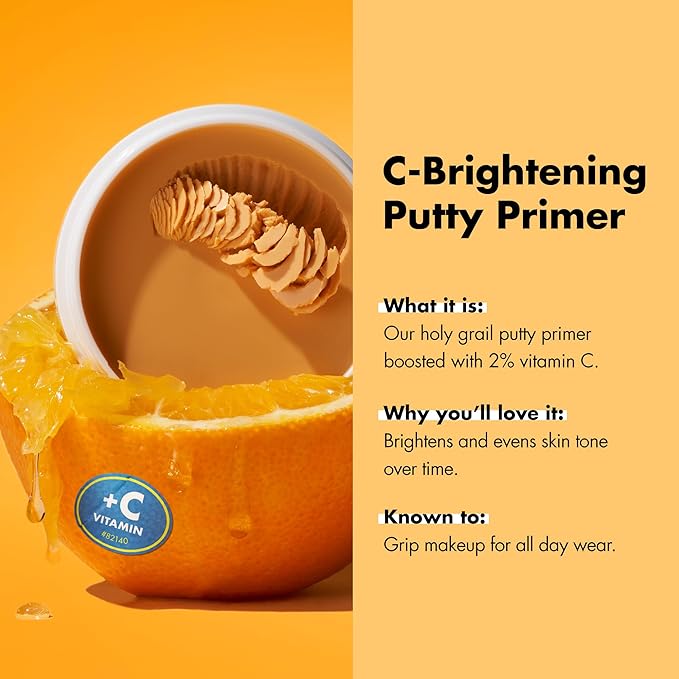 e.l.f. C-Brightening Putty Primer, Makeup Primer For Brightening & Evening Out Skin Tone, Enriched With Vitamin C, Universal Sheer (Packaging May Vary)-BrightBean Baby