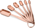 Accurate 18/8 Stainless Steel Measuring Spoons, Heavy Duty Good Handle Set of 6 Measuring Spoon with Ring Connector, Rose Gold