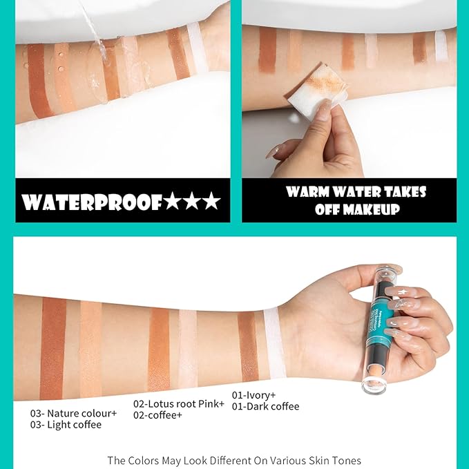 MEICOLY 2-in-1 Highlighter Contour Stick,Cool Toned Contour Stick,Makeup Highlighter Stick,Long Lasting Waterproof Bronzer Contour Pencil,Travel Cream Face Shaping Stick,01-BrightBean Baby