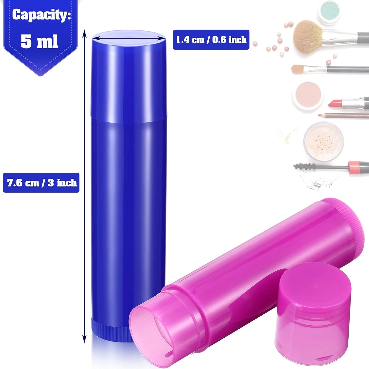 64 Pieces Lip Balm Tubes 5 ml Empty Lip Gloss Balm Containers Refillable Rotatable Plastic Lipstick Tubes DIY Lip Gloss Balm Tube Holder for DIY Cosmetic, 8 Colors-BrightBean Baby