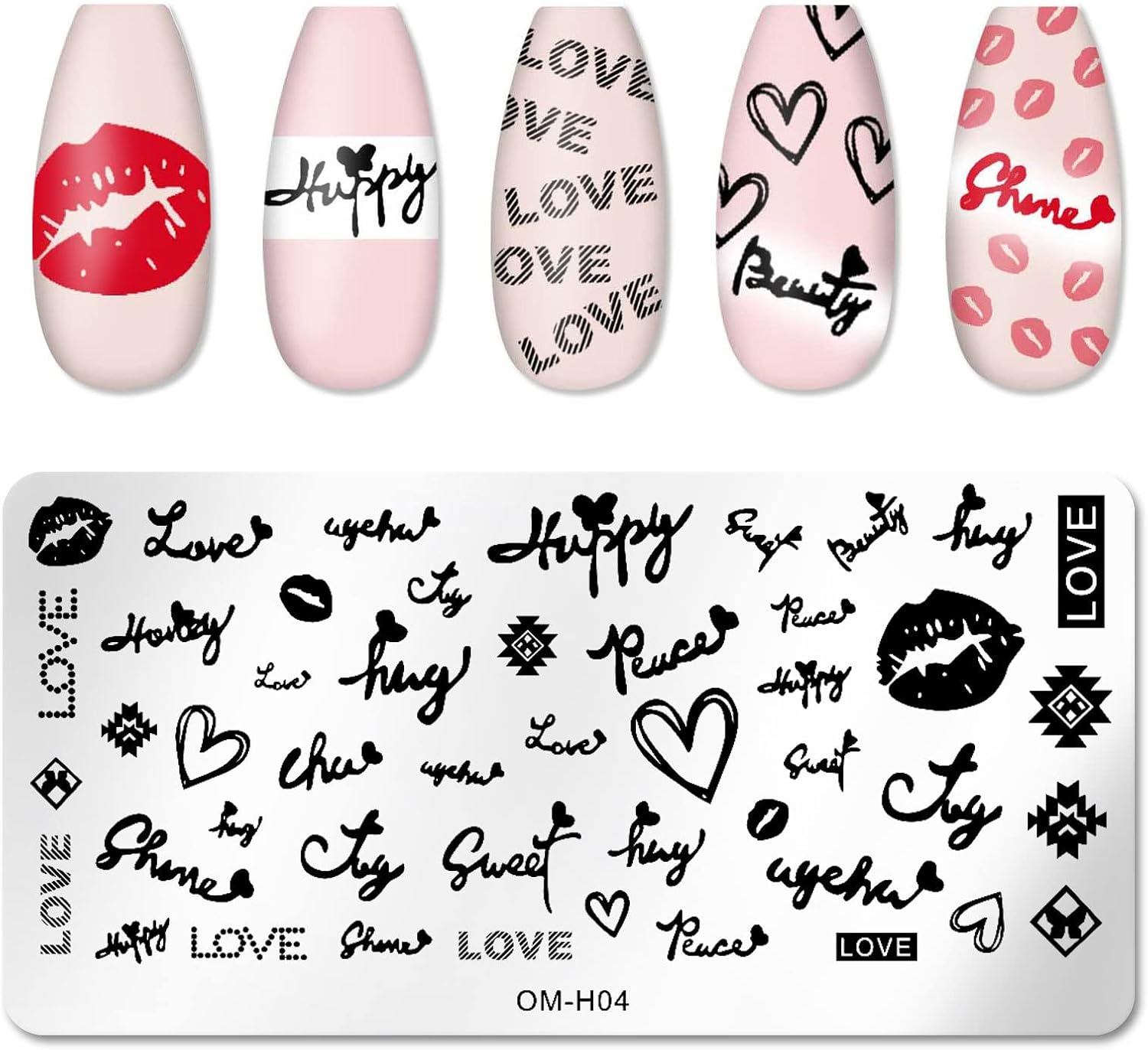 6pcs Nail Art Stamping Plates Set Manicuring Accessories Butterfly Leaves Flowers Fruits Geometry Heart Love Image Template for DIY Tips Decoration-BrightBean Baby