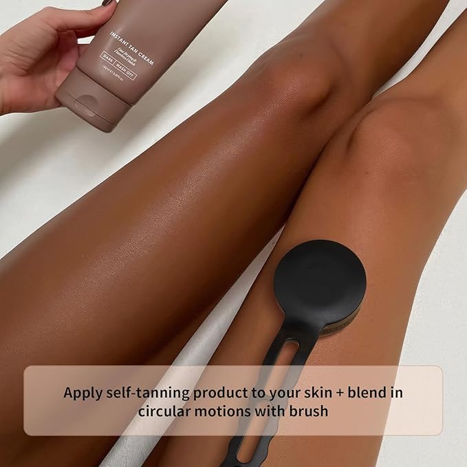 docolor Self Tanner Back Applicator, Plastic Long Handle Back Tanning Applicator Large Body Makeup Brush Vegan & Cruelty Free Self Tanner Brush For Self Tanner, Sunscreen, Bronzer, Foundation-BrightBean Baby