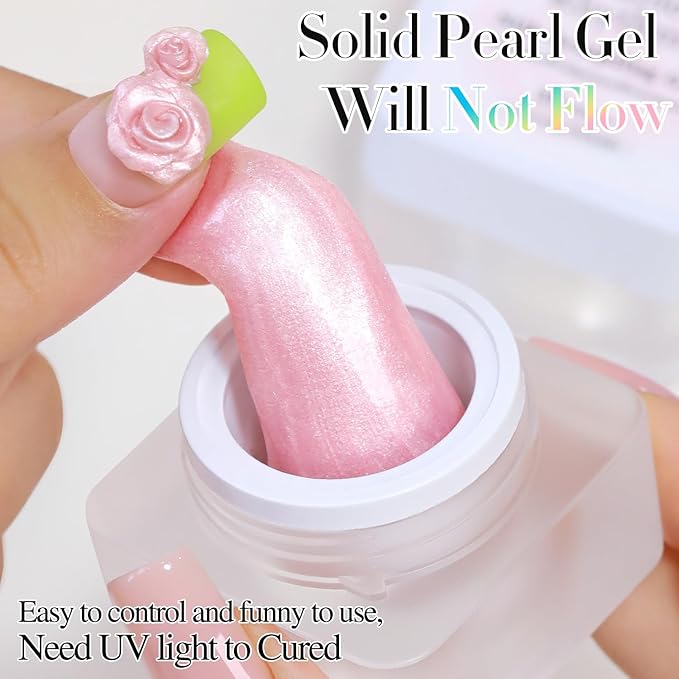 Double Rhythm 3D Nail Gel Pearl Solid Sculpting Gel for Nail Art Non-Sticky Hard Gel for Building Carving Molding Nail Extension Soak Off UV/LED Nail Art Salon Home DIY 0.5 Oz (Pink-Silk 04)-BrightBean Baby