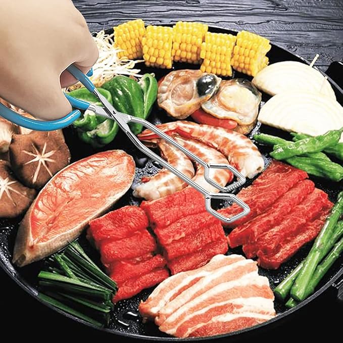 2 Pcs 10 Inch Scissor Food Tongs,Stainless Steel Kitchen Tongs Serving Tong with Comfort-Grip Handle for Cooking,Barbecue,Grilling,Heavy Duty Buffet Pliers