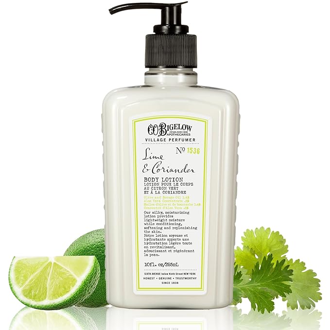 C.O. Bigelow Lime Coriander Body Lotion, Village Perfumer Moisturizing Body Lotion with Aloe Vera, Borage Oil & Olive Oil, 10 Fl Oz-BrightBean Baby