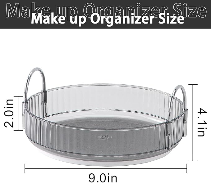 Rotating Makeup Organizer for Vanity, High-Capacity Skincare Clear Make Up Storage Perfume Organizers Cosmetic Dresser Organizer Countertop 360 Spinning (Gray, 1 Tier)-BrightBean Baby