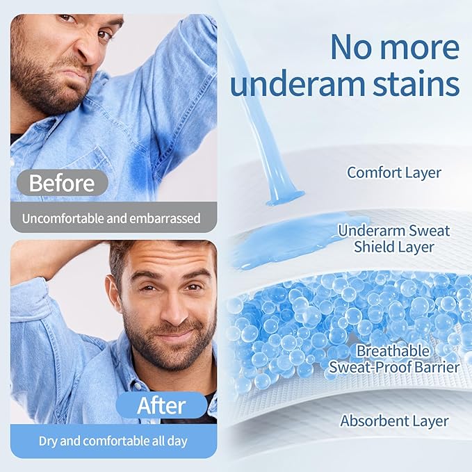 Armpit sweat pads, Underarm Sweat Pads - 120 Pack | Disposable, Ultra-Absorbent & Invisible | Anti-Sweat Pads for Men & Women | Stay Fresh & Dry All Day | Comfortable & Hypoallergenic (White, L)-BrightBean Baby