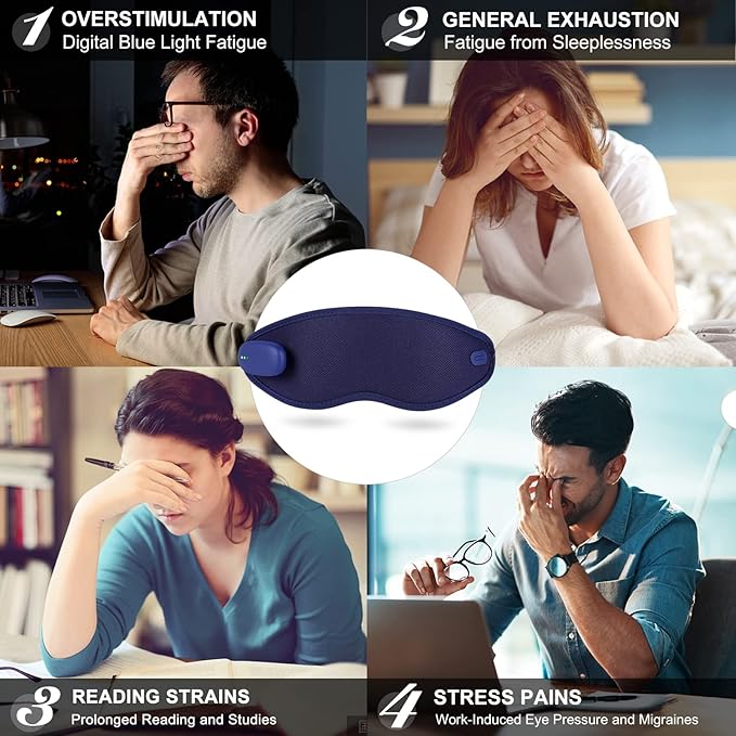 Heated Eye Mask, USB Eye Mask for Dry Eyes, Sleep Mask for Men Women, Portable Professional Electric Warm Eye-BrightBean Baby