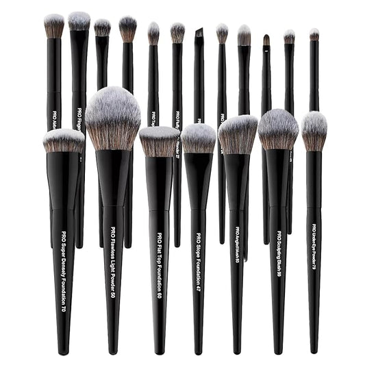 Bueart Design 19Pcs Professional Grade Labeled Makeup Brushes Set, Large Foundation Powder Contour Concealer eyeshadow Blush EyeLiner Make up Brushes,Premium Synthetic hair,Vegan Cruelty-free-BrightBean Baby