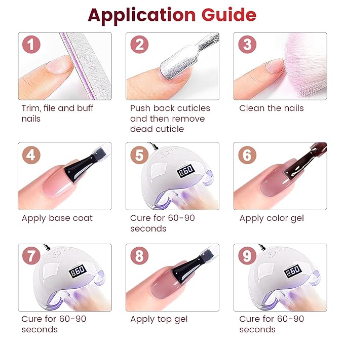 RARJSM Nude Jelly Gel Nail Polish Set 6pcs Clear Crytal Glass Pale Gray Pink Cherry Red Series Transparent Sheer Amber Milky Gel Varnish LED UV Curing Requires Soak off French Manicure Home Salon-BrightBean Baby