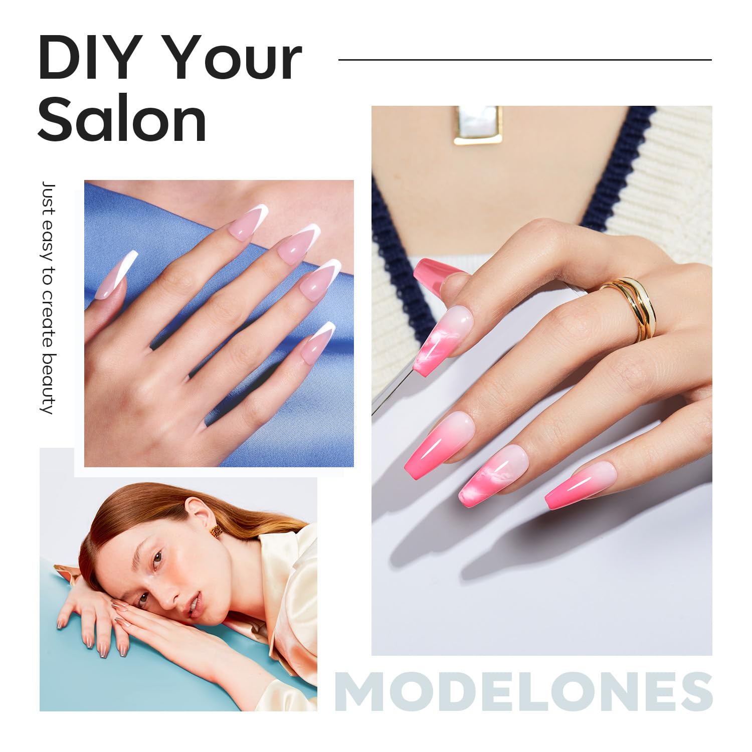 Modelones Medium Coffin Fake Nail Tips - 510Pcs Gel Tips Pre-shaped Half Matte Full Cover Clear Acrylic Gel Kit False Press on Nails for Extension DIY Salon 15Sizes-BrightBean Baby