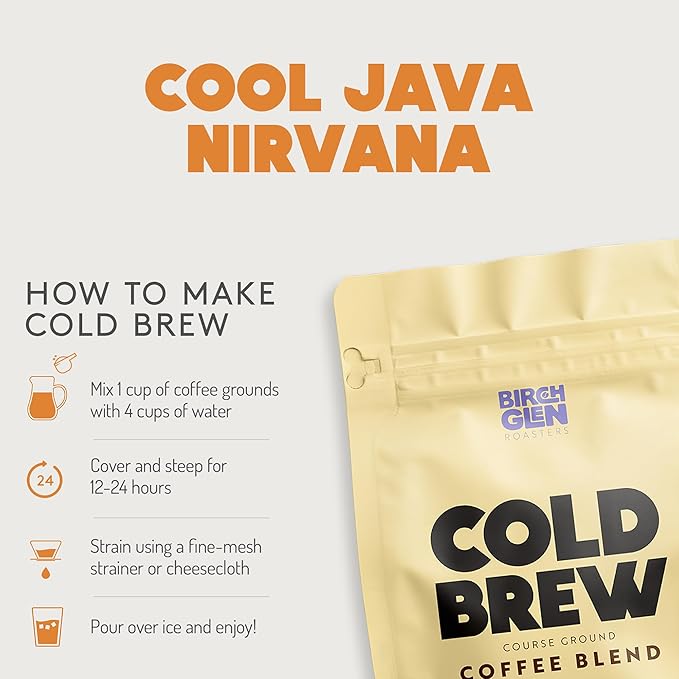 Birch Glen Roasters Cold Brew Coffee | Flavored Coarse Ground Coffee | Artisanal Roasting | 100% Arabica |1 LB | Orange Triple Sec