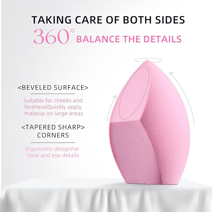 Makeup Brush Set, Flat Top Kabuki Brush Premium Foundation Brush for Liquid, Cream, and Powder with 2 Makeup Sponge for Foundation, Powder, Blush, and Concealer-BrightBean Baby