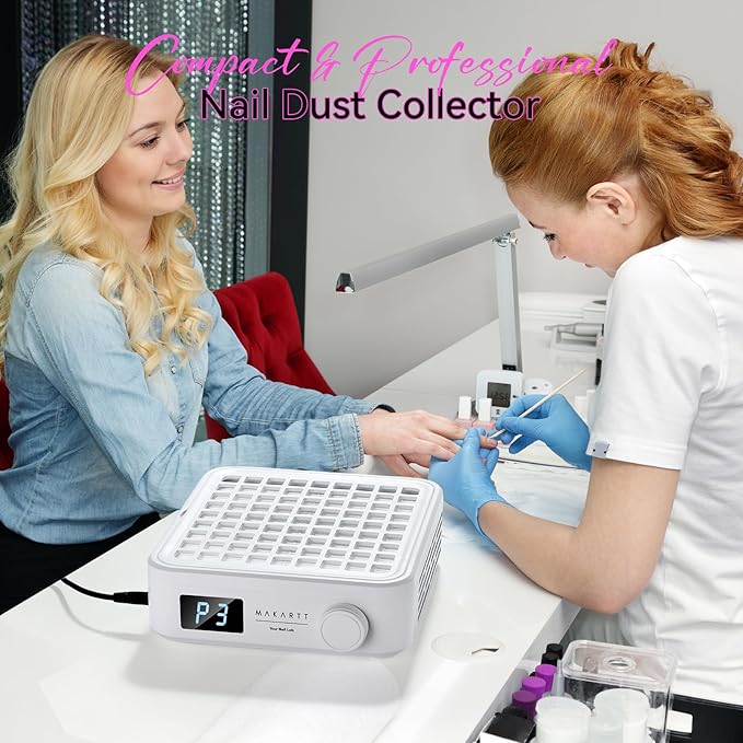Makartt Professional Nail Dust Collector – Powerful Dust Collector Nail Tech Quite Suction Machine for Acrylic Nails Manicure & Pedicure Salon & Home Use Includes 10pcs Filters & Dust Brush-BrightBean Baby