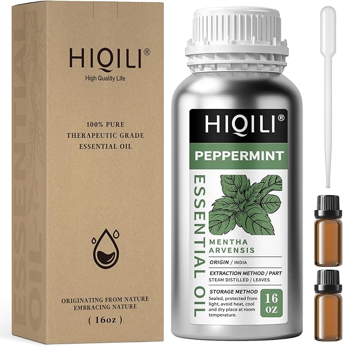 HIQILI Peppermint Essential Oil 16 oz 100% Pure Natural Aromatic Oil for Freshening Air, Hair Care, DIY Soap, SPA & Home Use-BrightBean Baby