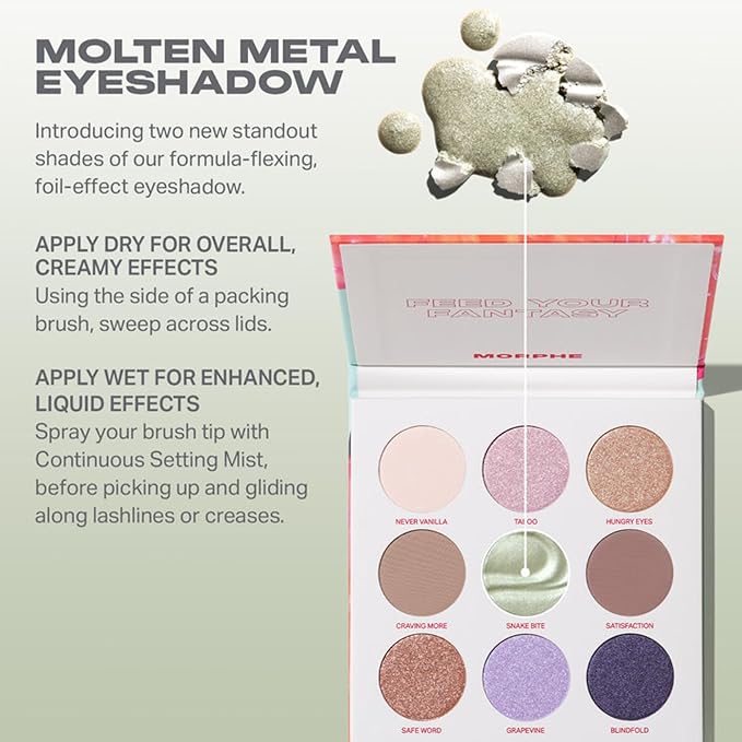Morphe Pulp Fantasy Artistry Palette - Foil-Effect Eyeshadow Palette with Matte, Shimmer & Foil Finishes - Violet, Rich Taupe & Brown Eyeshadow with Luminous Payoff (0.35 oz)-BrightBean Baby