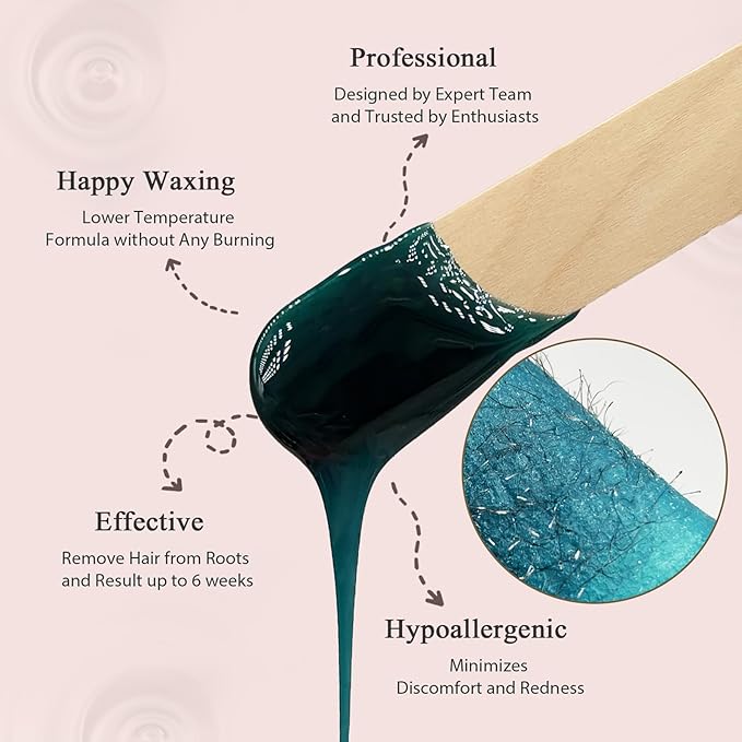 Wax Beads for Hair Removal, 2.2lb/1000g Hard Waxing Beans for Full Body, Brazilian, Bikini, Face, Eyebrows, Home Wax Refill for Women & Men, Pack of 10 with Pre & Post Oil-BrightBean Baby