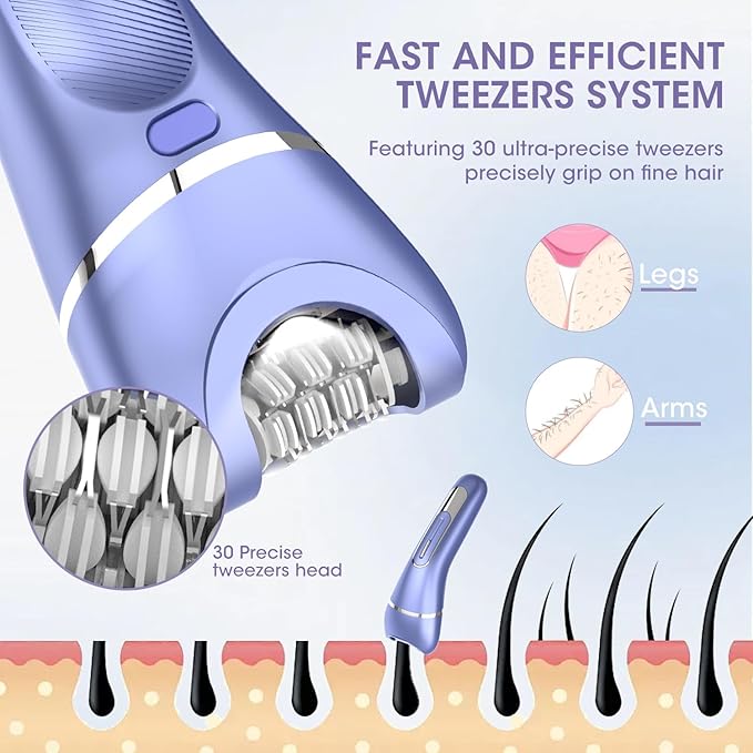 Electric Shavers for Women, 7 in 1 Hair Removal Kit with Epilator Bikini Trimmer Face Razor Body Brush Face Massager Foot Callus Remover, IPX7 Waterproof Lady Razors Set for Legs Armpit Bikini Pubic-BrightBean Baby