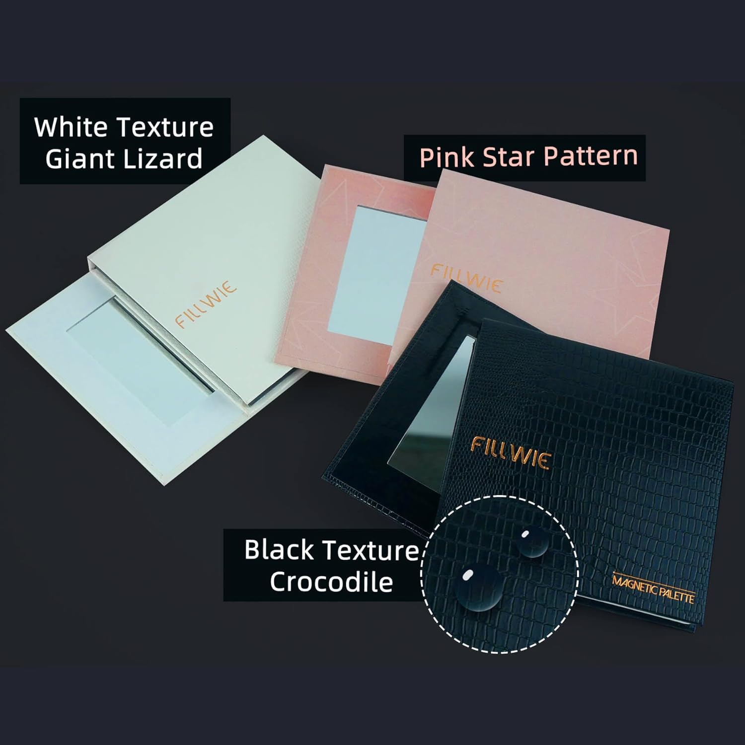 White Magnetic Refillable Makeup Palette with Mirror – Lightweight, Durable, Travel-Ready Case for Eyeshadow, Blush, Lipstick – Includes Spatula & 20 Stickers – Small, Waterproof Paperboard-BrightBean Baby