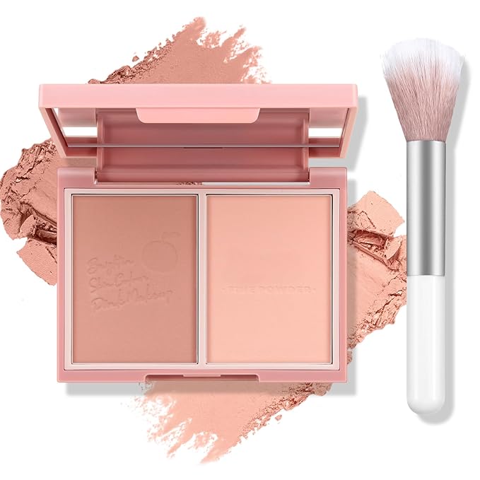 Boobeen Highlighter Contour Makeup Palette Face Matte Bronzer Powder, Compact Contouring Blush for Cheeks, Natural Long Lasting with Brush-BrightBean Baby