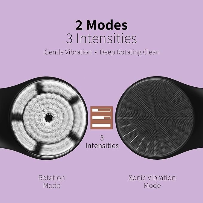 Premium Facial Cleansing Brush,Waterproof Face Scrubber,Spin & Sonic Modes with 3 Intensities,Magnetic 3-Head System for Deep Pore Cleaning, Gentle Exfoliation & Sensitive Skin Care - for Women & Men-BrightBean Baby
