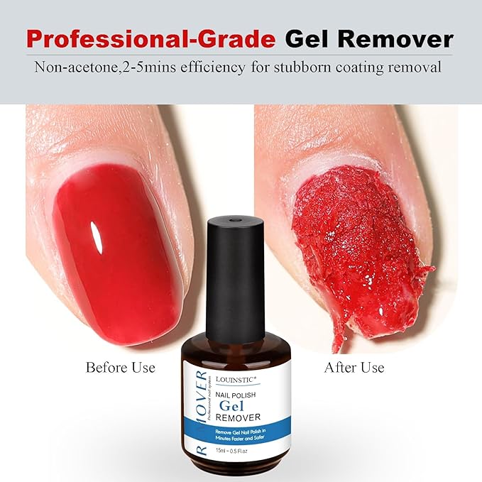LOUINSTIC Gel Nail Remover - 1 PC,Fast Acting, No Soaking or Wrapping,2-5 Minutes to Easily Remove Gel Nail Polish,Gentle on Nails, Portable Design, Ideal for Home Nail Care Kit-BrightBean Baby