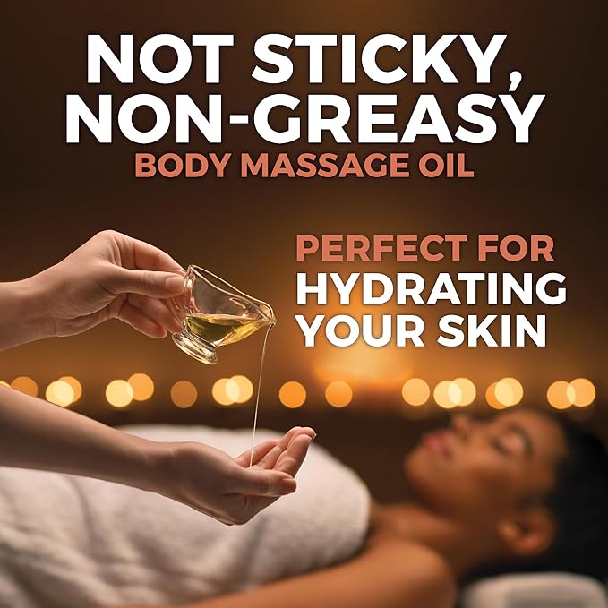 Viva Naturals Organic Massage Oil Unscented (8 fl. oz.) - Non-Greasy Body Oil with Mess-Free Pump, Moisturizing Massage Oils for Massage Therapy, Non-GMO and Certified Organic, 237 mL-BrightBean Baby