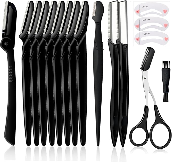 Eyebrow Razor Pack, Multipurpose Dermaplaning Face Razors for Women Facial Hair Removal/Exfoliating/Eyebrow Face Shavers/Peachfuzz, Bulk Straight Eyebrow Trimmers for Women-BrightBean Baby