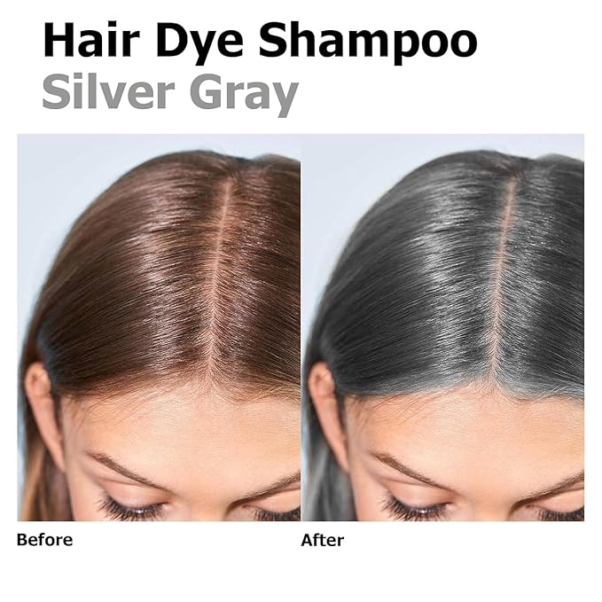 Silver Gray Hair Dye Shampoo 3 in 1, Long-lasting & Natual Hair Color Shampoo Lasting for 4 Weeks, Herbal Ingredients Natural Shampoo Hair Dye Effect in Minutes, Christmas Gifts for Men Women 500ml-BrightBean Baby