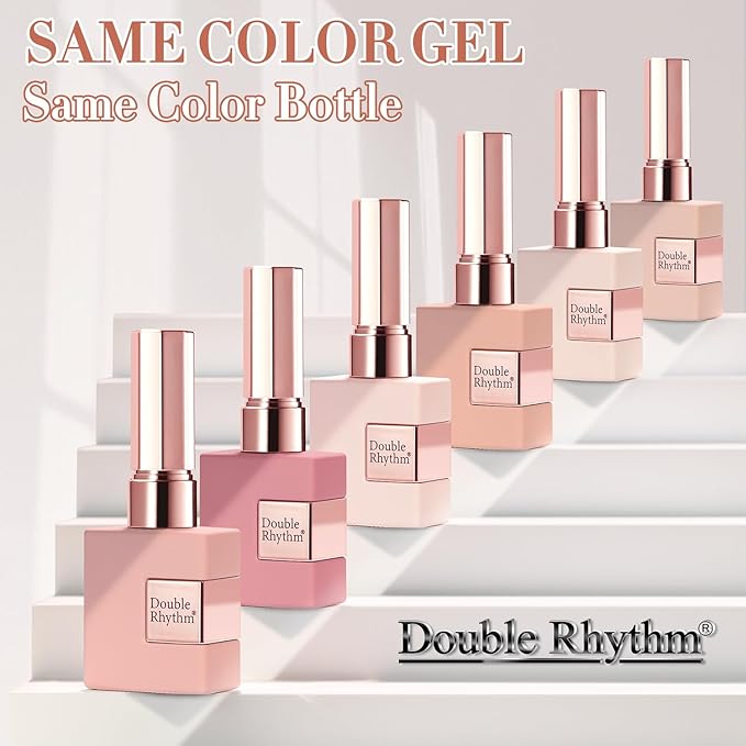 Double Rhythm 6 Pcs 15 ML Gel Polish Set Same Color Same Bottle Soak Off Gel Polish Kit Nail Art Manicure Salon DIY at Home for Women (Light Beige Nude Pink Neutral Rose-T6-4)-BrightBean Baby