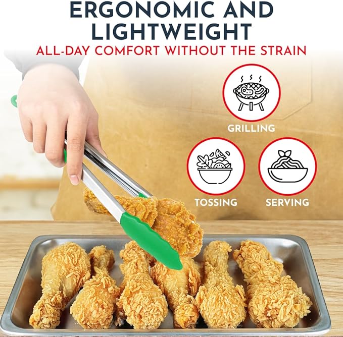 Kitchen Tongs for Cooking with Silicone Tips, Heat Resistant Tongs for Serving Food, 7-Inch, 9-Inch, 12-Inch Locking Silicone Tong, Set of 3 Salad Tong, Mulitcolor Kitchen Utensils