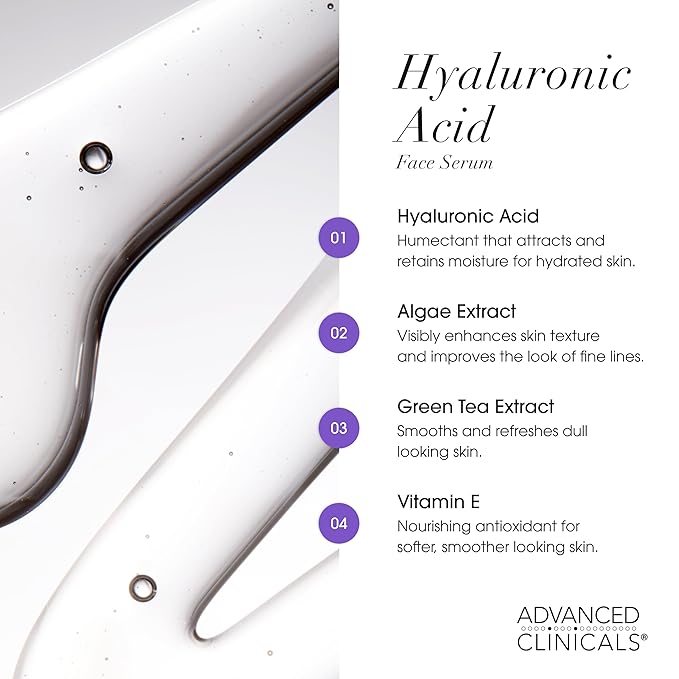 Advanced Clinicals Hyaluronic Acid Moisturizer Face Serum + Collagen Peptide Facial Serum Skin Care Set | Hydrating Serums For Diminishing Appearance Of Wrinkles, Dry Skin, Fine Lines, Set Of 2-BrightBean Baby