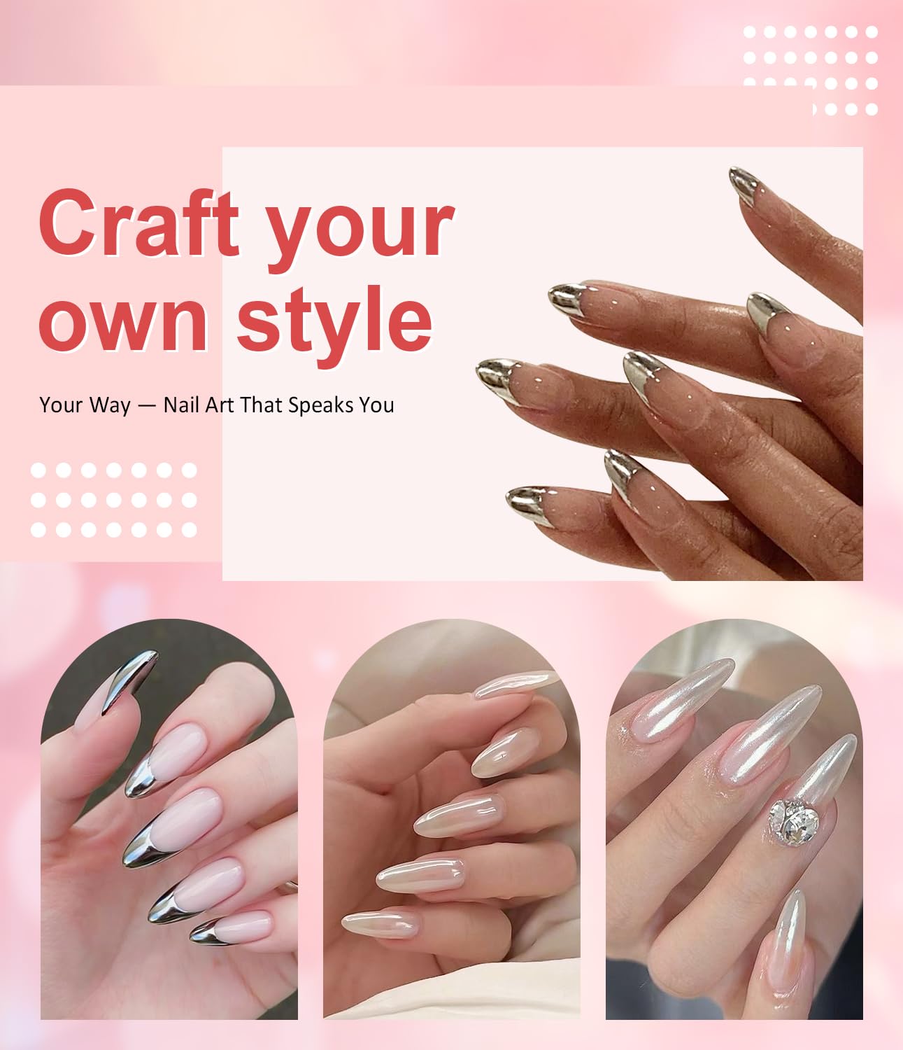 Pearl Chrome Nail Powder BISHENGYF -【Mirror Shinny Effect】 Magic Mirror Silver Chrome Nail Powder Aurora Mermaid Iridescent White Pearl Clear Nail Chrome Powder Pigment Glitter Dust for Manicure DIY-BrightBean Baby